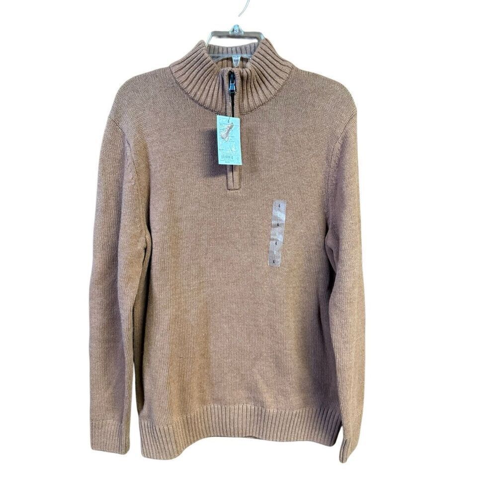 Sonoma Men’s 1/4 zip Mock Neck Coco Brown Sweater Sz L NWT